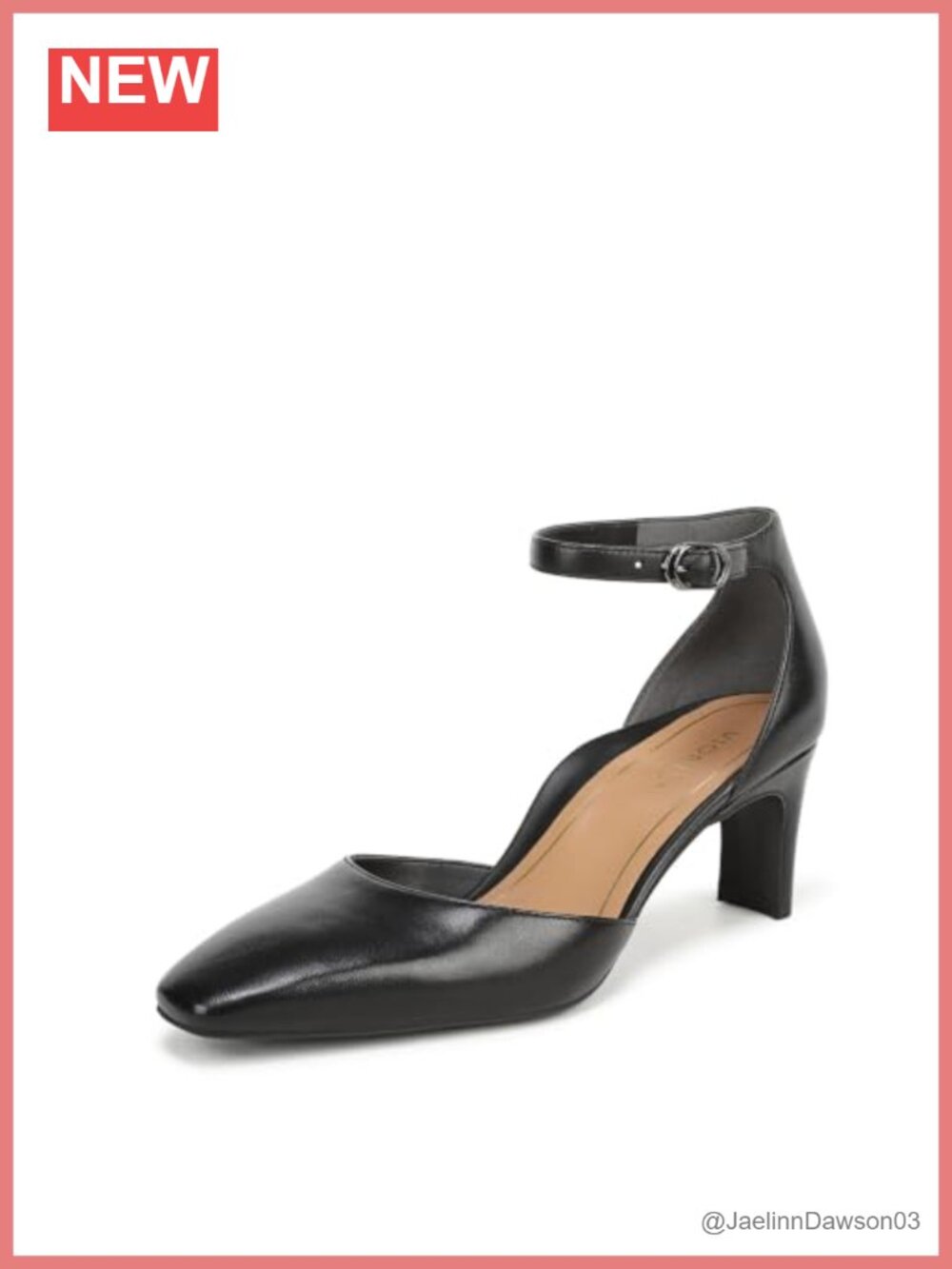 Vionic Scarlett Leather Block Heel Pumps Ankle Strap 2.5" Heel